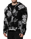 Black Wool Floral Printed Men Hooded Jacket
