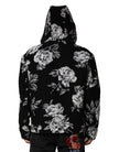 Black Wool Floral Printed Men Hooded Jacket