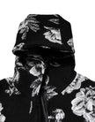 Black Wool Floral Printed Men Hooded Jacket