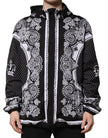 Black Bandana Print Hooded Bomber Jacket