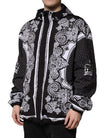 Black Bandana Print Hooded Bomber Jacket