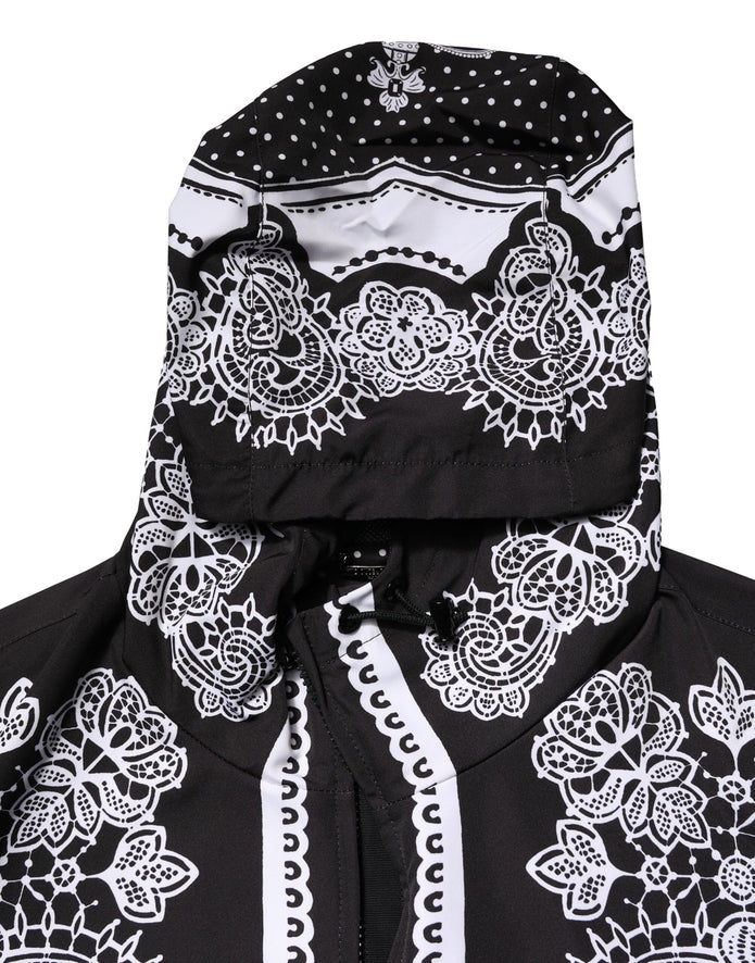 Black Bandana Print Hooded Bomber Jacket