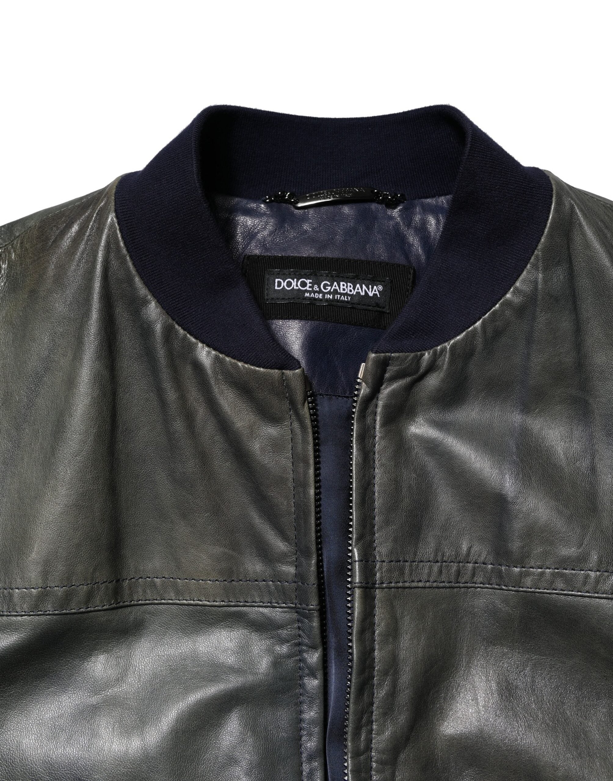 Black Lambskin Leather Biker Full Zip Jacket