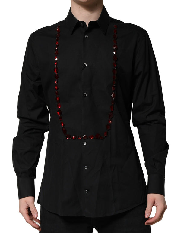 Black Crystal GOLD Formal Men Dress Shirt