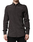 Dark Brown Silk GOLD Men Dress Formal Shirt