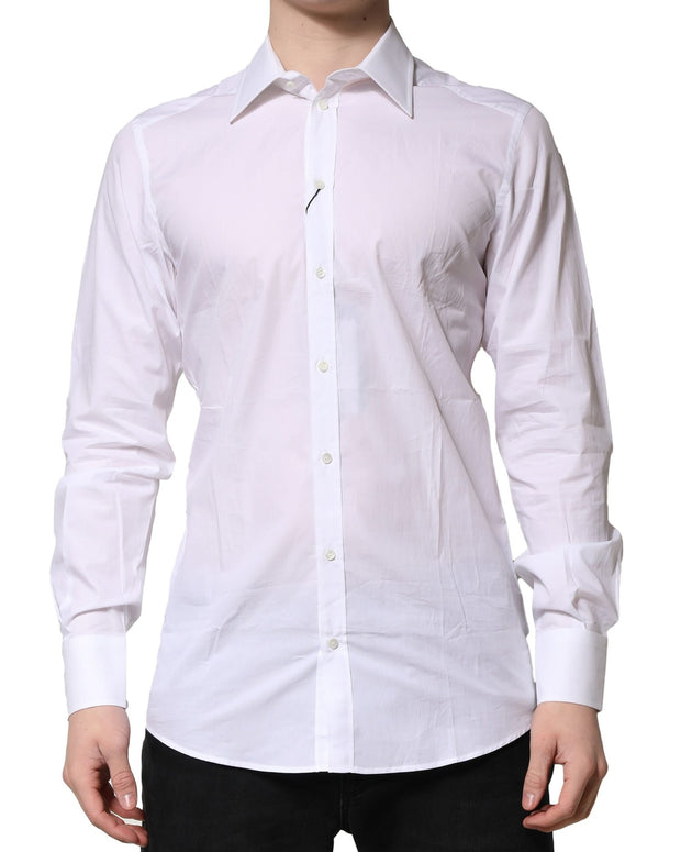 White Cotton Long Sleeves GOLD Formal Shirt