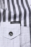 White Gray Striped Cotton Men Casual Shirt