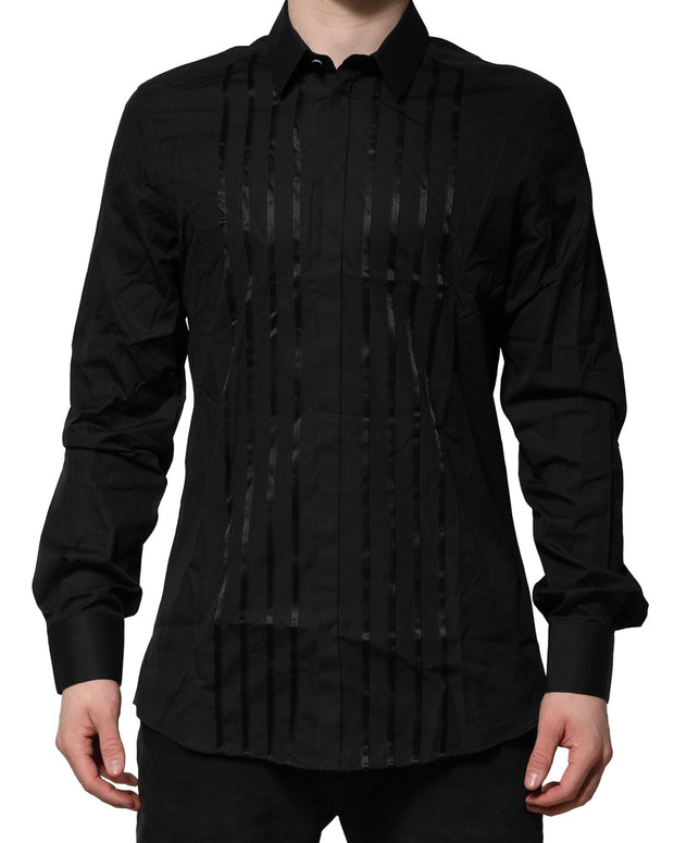 Black Cotton GOLD Mens Dress Formal Shirt