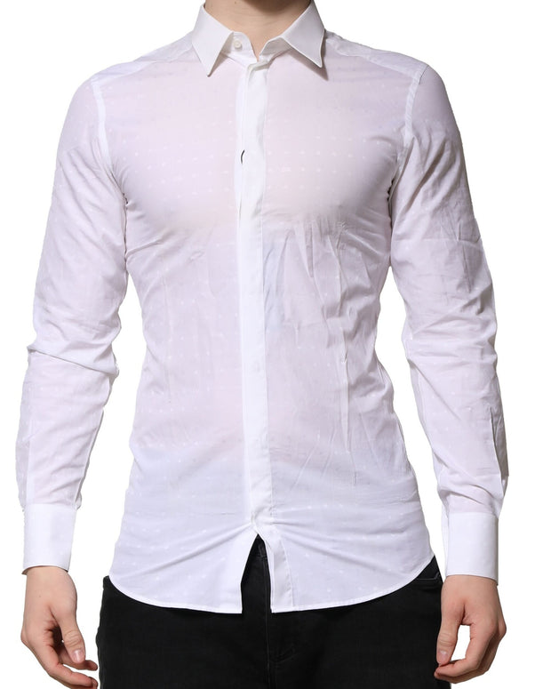 White GOLD Long Sleeves Dress Men Formal Shirt