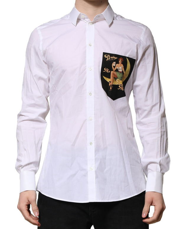 White MARTINI Long Sleeves Men Formal Shirt