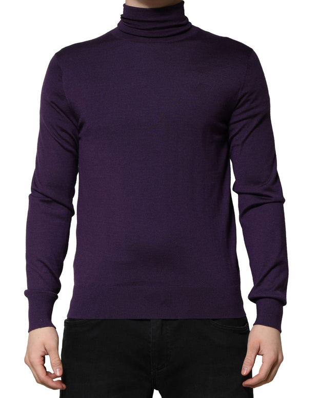 Purple Cashmere Turtleneck Pullover Sweater