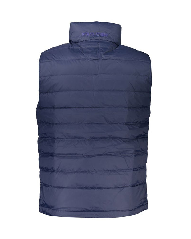 Sleek Sleeveless Embroidered Blue Jacket