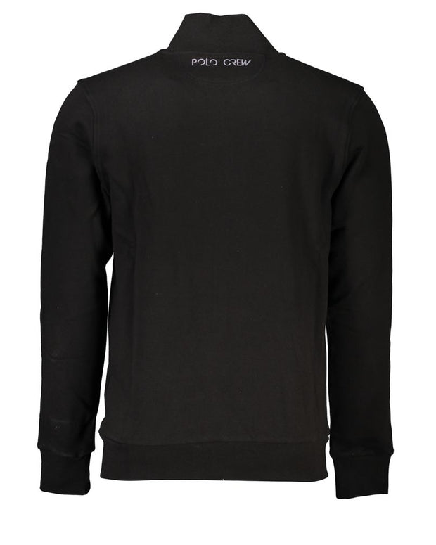 Sleek Black Cotton Zip Sweater