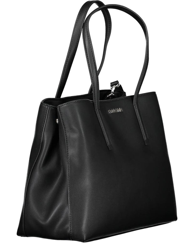 Black Polyester Women Handbag