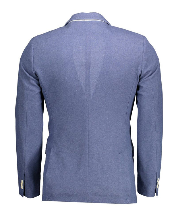 Blue Cotton Men Jacket