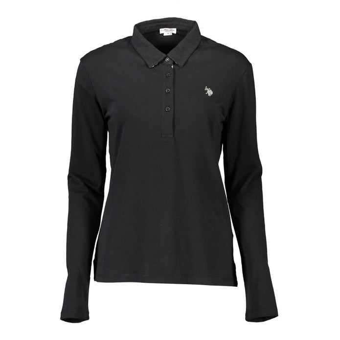 Black Cotton Women Polo Shirt
