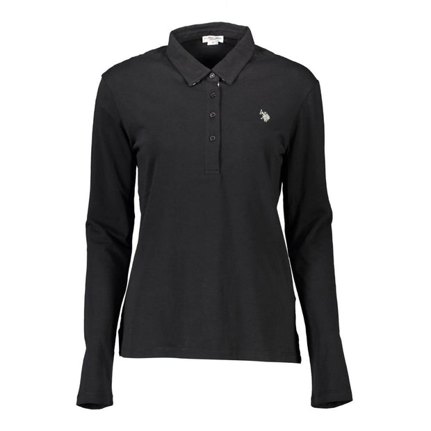Black Cotton Women Polo Shirt