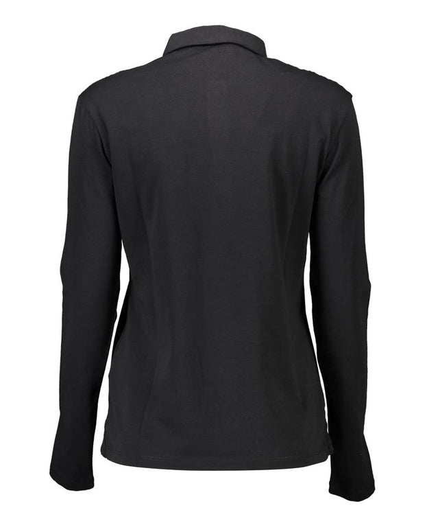 Black Cotton Women Polo Shirt