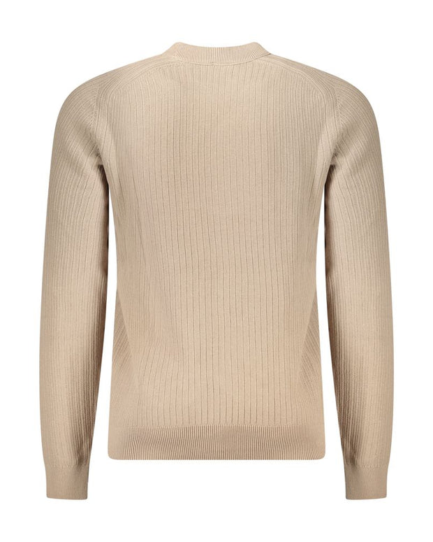 Beige Cotton Men Sweater