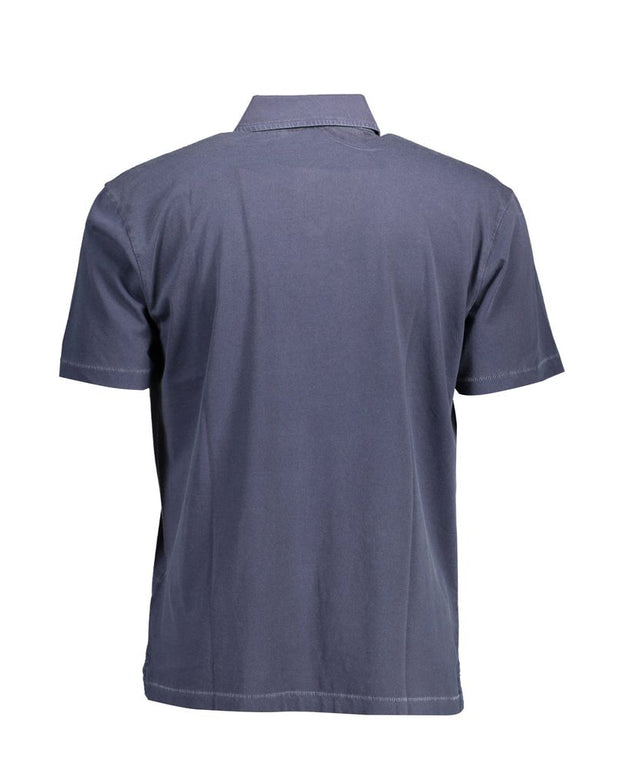 Blue Cotton Men Polo Shirt