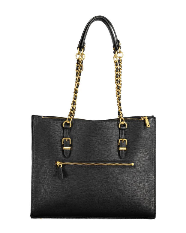 Black Polyethylene Women Handbag