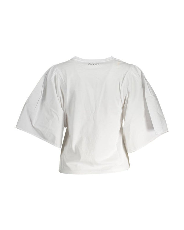 White Cotton Women T-Shirt