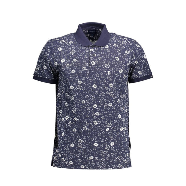Blue Cotton Men Polo Shirt