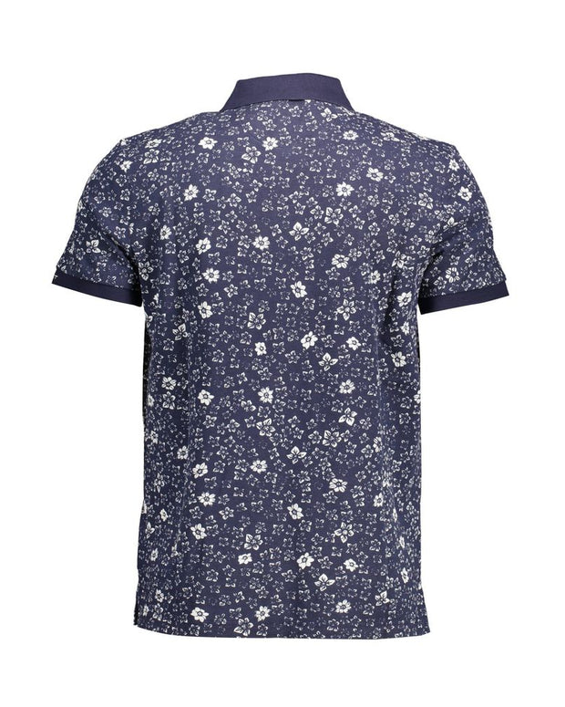 Blue Cotton Men Polo Shirt
