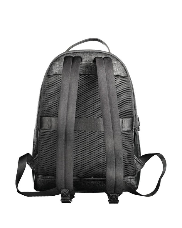 Black Polyethylene Men Backpack