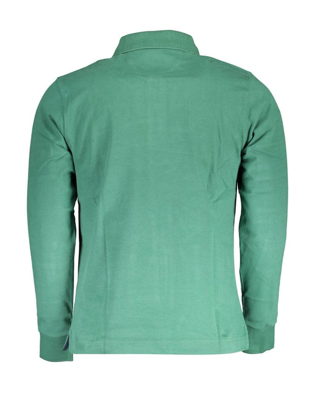 Green Cotton Men Polo Shirt