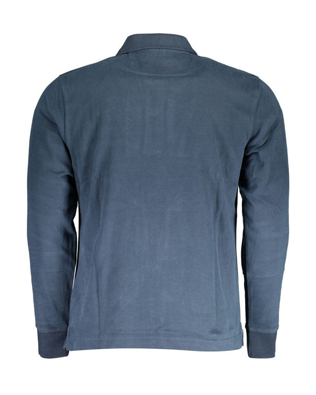 Blue Cotton Men Polo Shirt