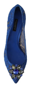 Blue Lace Crystal Ballet Pumps Shoes