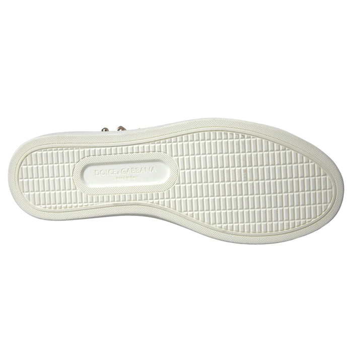 White Leather Gold Red Heart Sneakers Shoes