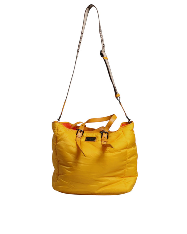 Yellow Orange Nylon Logo Plaque Hand Shoulder Tote Bag