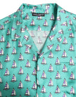 Green Printed Short Sleeves Casual Shirt