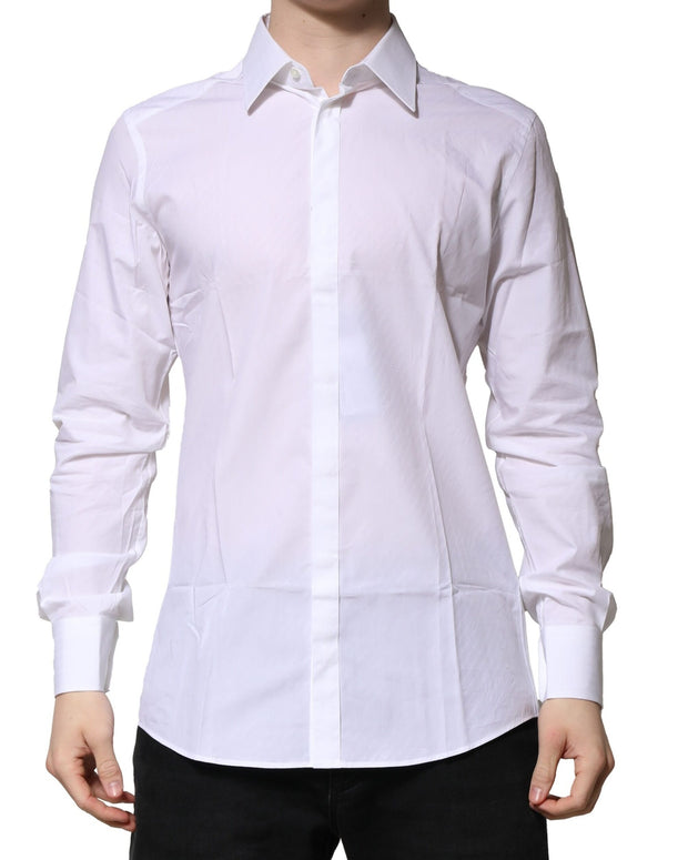 White Cotton Long Sleeves GOLD Formal Shirt