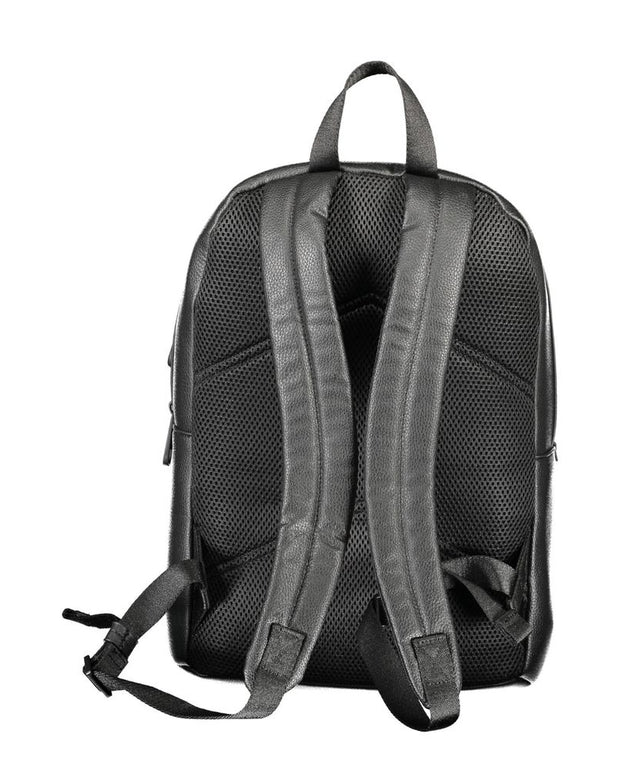Black Polyethylene Men Backpack