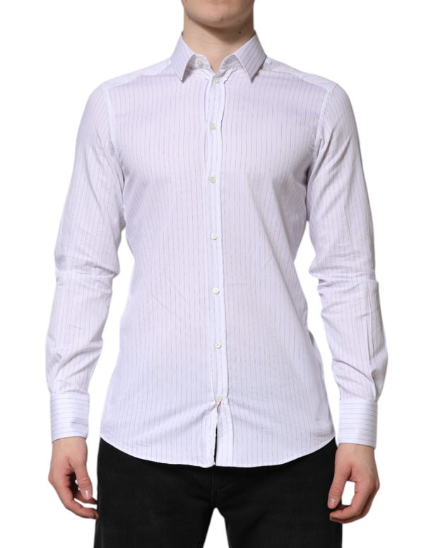 White Stripes Cotton Long Sleeve Formal Shirt