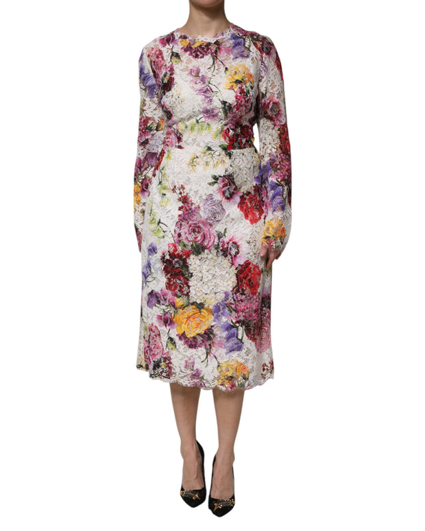 Multicolor Floral Long Sleeve A-line Dress