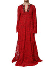 Red Floral Lace Rhinestone Embellished Dress