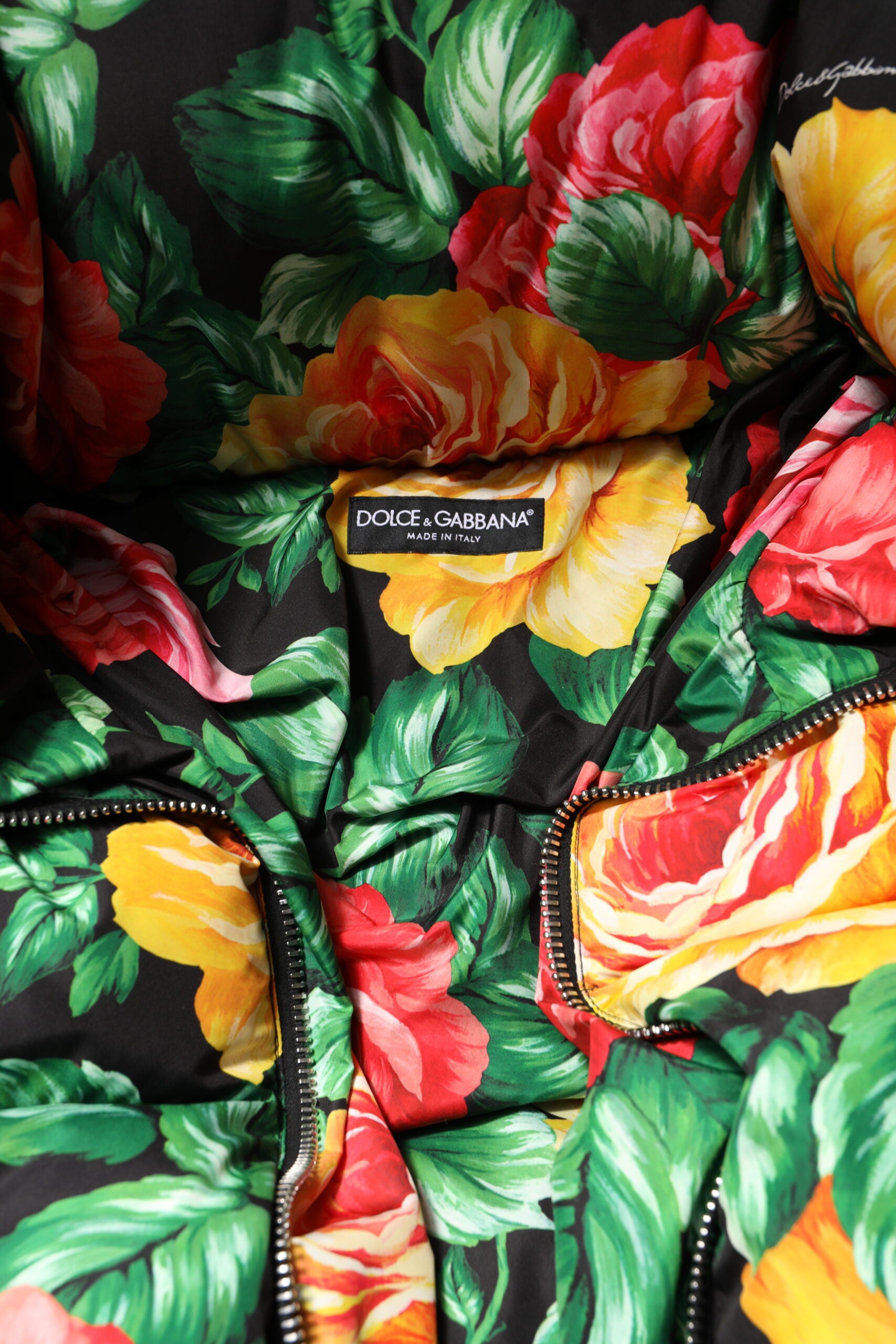 Multicolor Floral Puffer Hooded Jacket