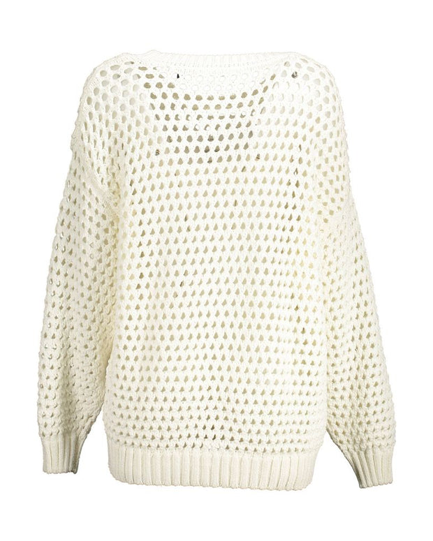 White Cotton Women Sweater