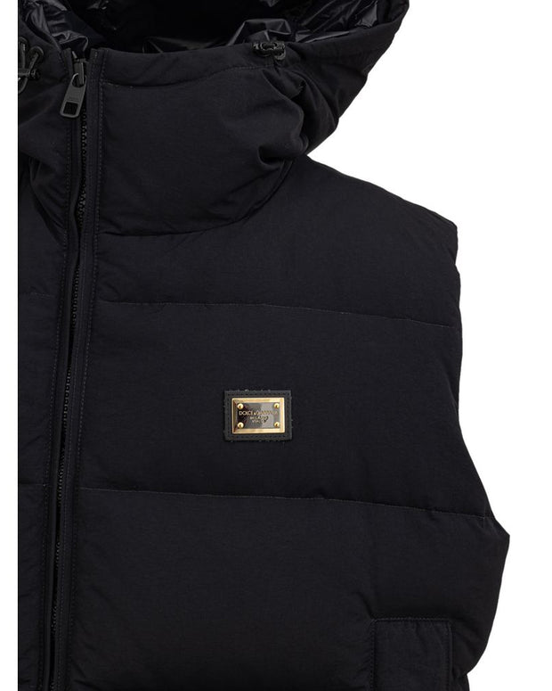 Black Polyester Sleveless Jacket