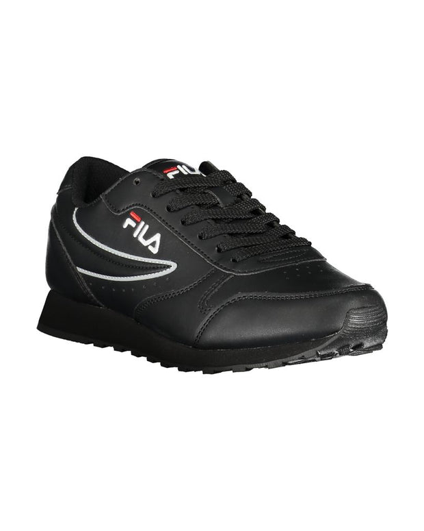 Sleek Black Lace-Up Sport Sneakers