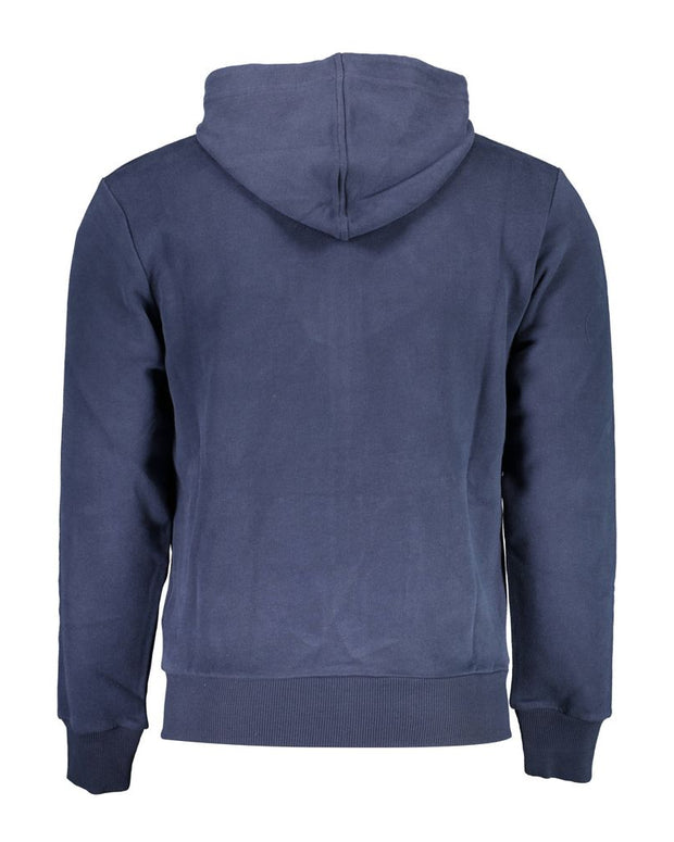 Elegant Blue Hooded Sweatshirt with Zip Detail