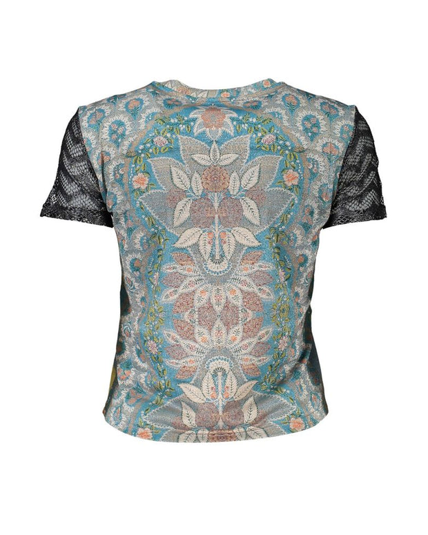 Blue Polyester Women T-Shirt