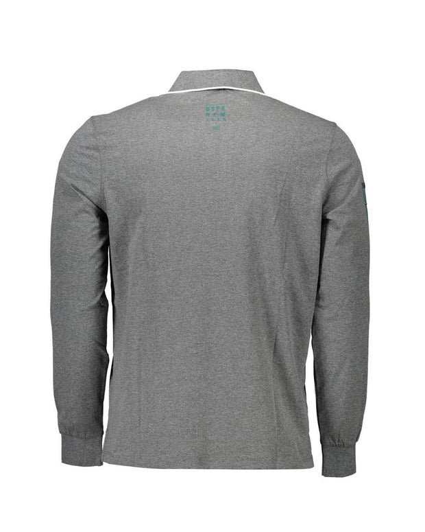 Gray Cotton Men Polo Shirt