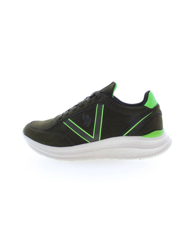 Green Polyester Men Sneaker