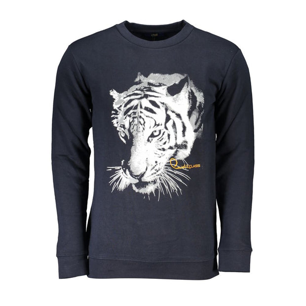 Blue Cotton Men Sweater