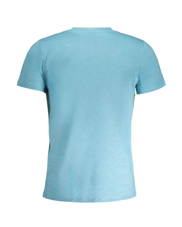 Light Blue Cotton Men T-Shirt